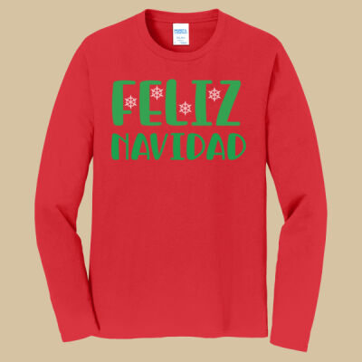 Adult Long Sleeve Shirt - Winter Holidays - Feliz Navidad - Green Thumbnail